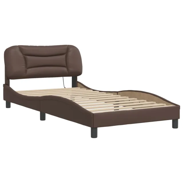 Cadre de lit avec LED sans matelas Hvar marron 100x200 cm