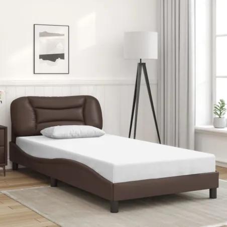 Cadre de lit avec LED sans matelas Hvar marron 100x200 cm