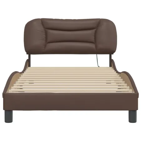 Cadre de lit avec LED sans matelas Hvar marron 100x200 cm