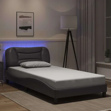 Cadre de lit avec LED sans matelas Hvar gris 100x200 cm