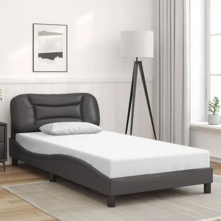 Cadre de lit avec LED sans matelas Hvar gris 100x200 cm