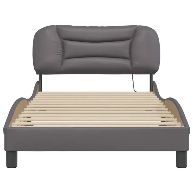 Cadre de lit avec LED sans matelas Hvar gris 100x200 cm