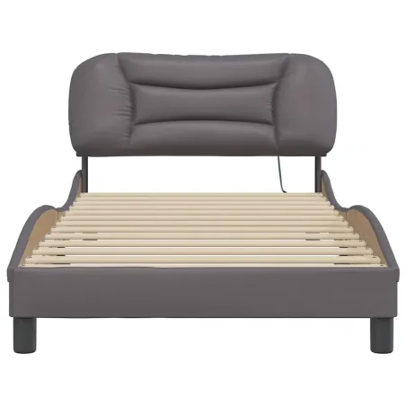 Cadre de lit avec LED sans matelas Hvar gris 100x200 cm
