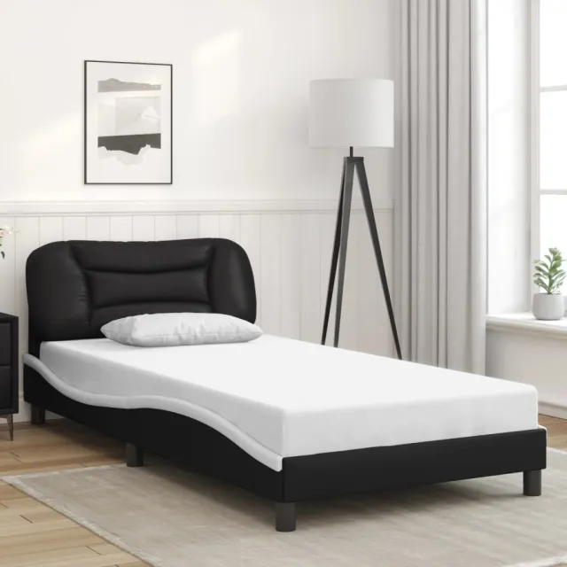 Cadre de lit avec LED sans matelas Hvar noir et blanc 100x200 cm