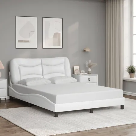Cadre de lit avec LED sans matelas Hvar blanc 120x200 cm