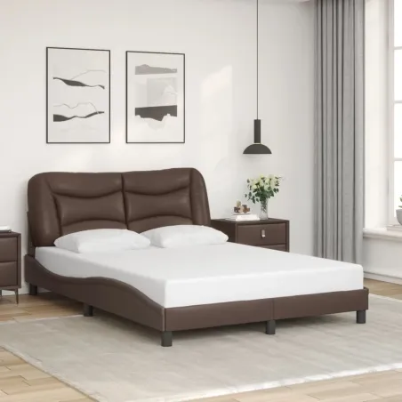 Cadre de lit avec LED sans matelas Hvar marron 120x200 cm