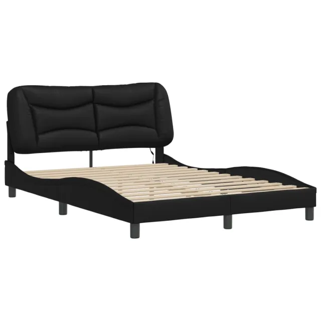 Cadre de lit avec LED sans matelas Hvar noir 140x190 cm