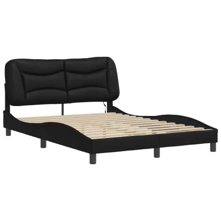 Cadre de lit avec LED sans matelas Hvar noir 140x190 cm