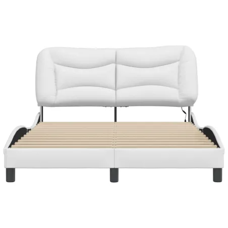 Cadre de lit avec LED sans matelas Hvar blanc 140x190 cm