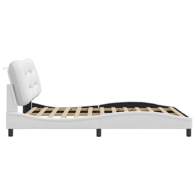 Cadre de lit avec LED sans matelas Hvar blanc 140x190 cm