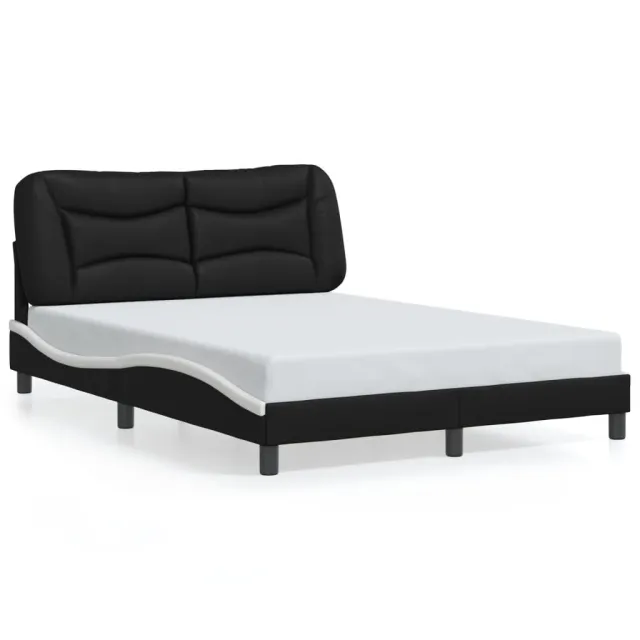 Cadre de lit avec LED sans matelas Hvar noir et blanc 140x190 cm