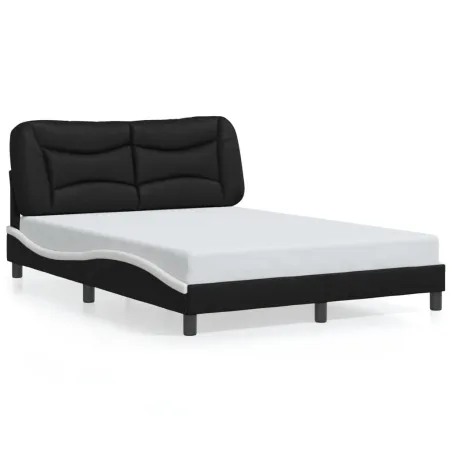 Cadre de lit avec LED sans matelas Hvar noir et blanc 140x190 cm