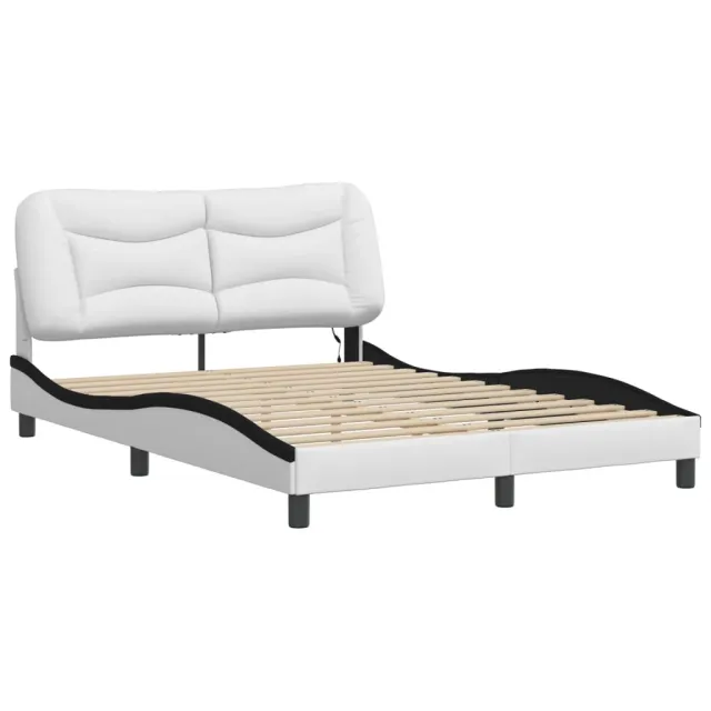 Cadre de lit avec LED sans matelas Hvar blanc et noir 140x190 cm