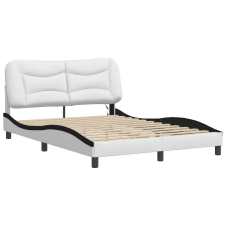 Cadre de lit avec LED sans matelas Hvar blanc et noir 140x190 cm