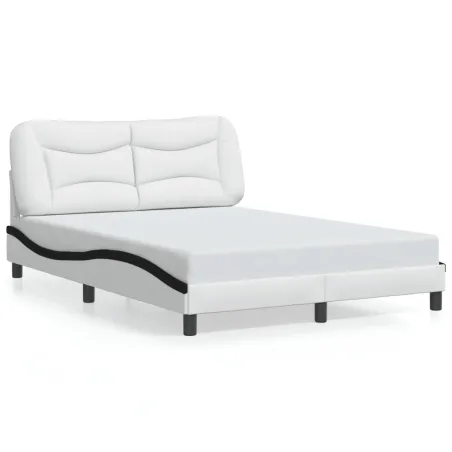Cadre de lit avec LED sans matelas Hvar blanc et noir 140x190 cm