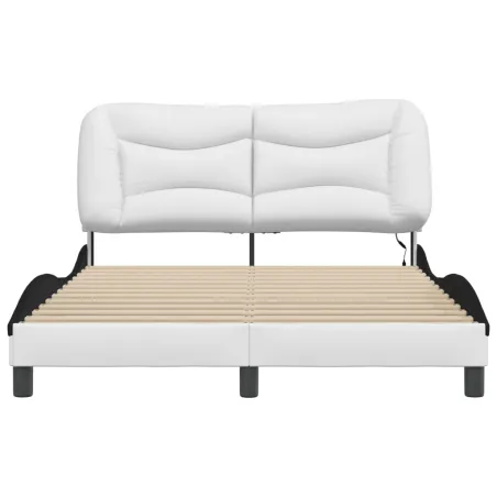 Cadre de lit avec LED sans matelas Hvar blanc et noir 140x190 cm