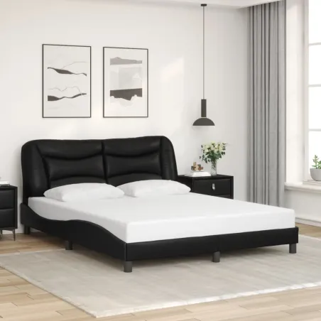 Cadre de lit avec LED sans matelas Hvar noir 160x200 cm