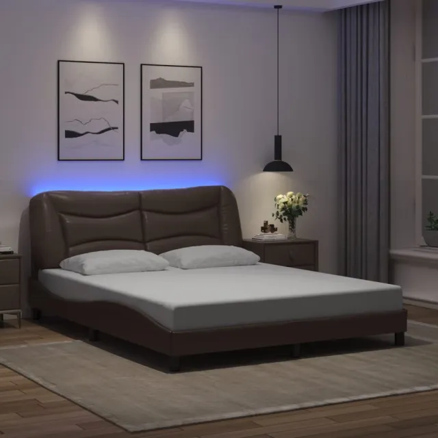Cadre de lit avec LED sans matelas Hvar marron 160x200 cm