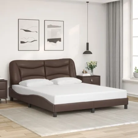 Cadre de lit avec LED sans matelas Hvar marron 160x200 cm