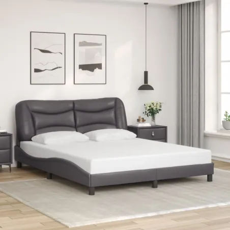 Cadre de lit avec LED sans matelas Hvar gris 160x200 cm
