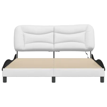 Cadre de lit avec LED sans matelas Hvar blanc et noir 160x200 cm