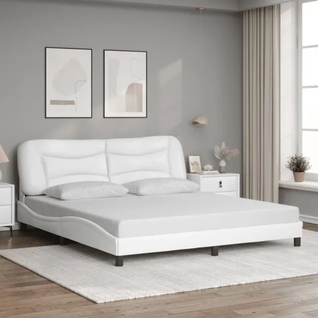 Cadre de lit avec LED sans matelas Hvar blanc 180x200 cm