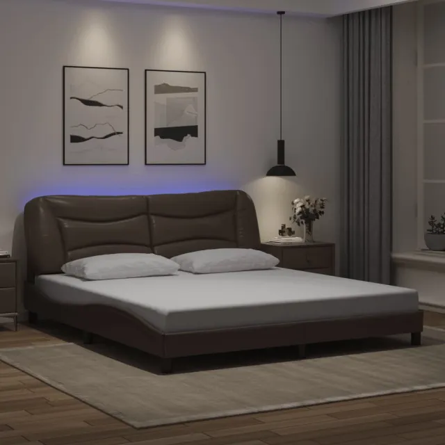 Cadre de lit avec LED sans matelas Hvar marron 180x200 cm