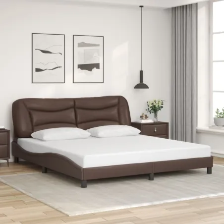 Cadre de lit avec LED sans matelas Hvar marron 180x200 cm