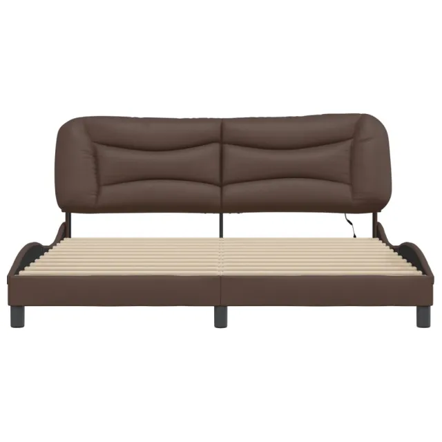 Cadre de lit avec LED sans matelas Hvar marron 180x200 cm