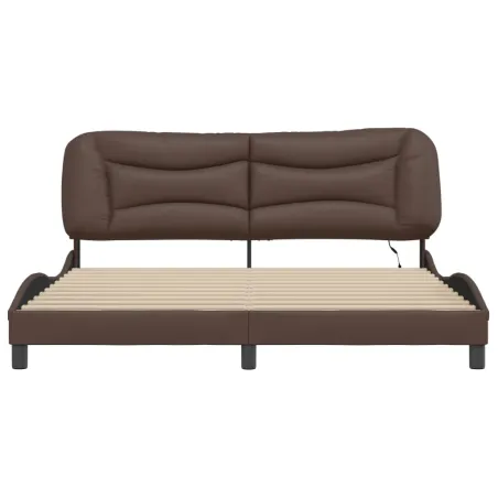 Cadre de lit avec LED sans matelas Hvar marron 180x200 cm