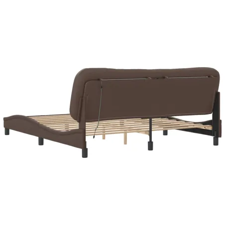 Cadre de lit avec LED sans matelas Hvar marron 180x200 cm