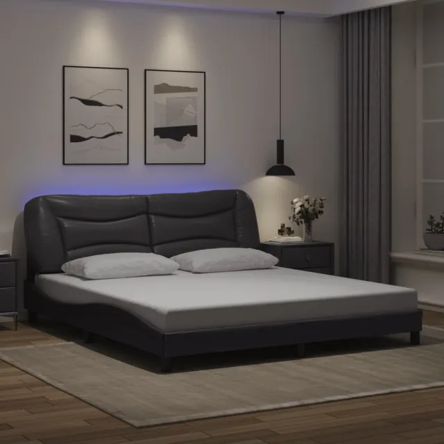 Cadre de lit avec LED sans matelas Hvar gris 180x200 cm