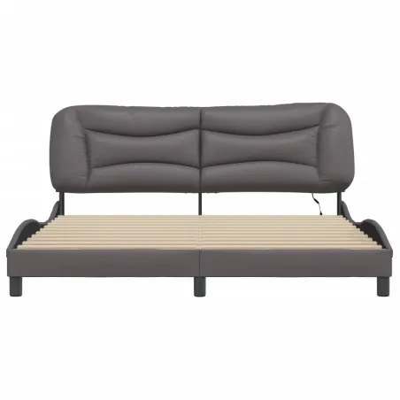 Cadre de lit avec LED sans matelas Hvar gris 180x200 cm