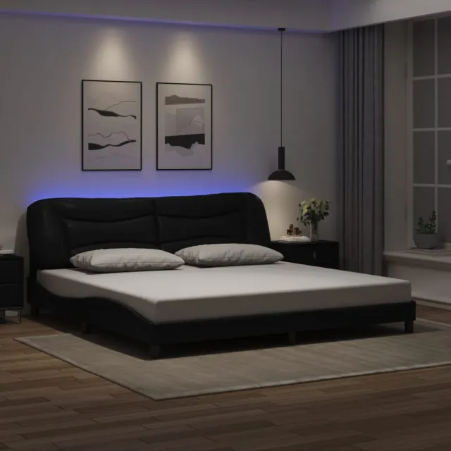 Cadre de lit avec LED sans matelas Hvar noir 200x200 cm