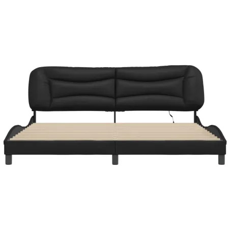 Cadre de lit avec LED sans matelas Hvar noir 200x200 cm