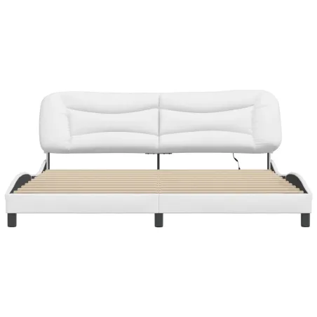Cadre de lit avec LED sans matelas Hvar blanc 200x200 cm