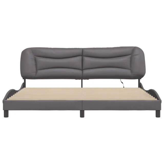 Cadre de lit avec LED sans matelas Hvar gris 200x200 cm
