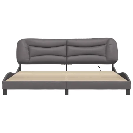 Cadre de lit avec LED sans matelas Hvar gris 200x200 cm