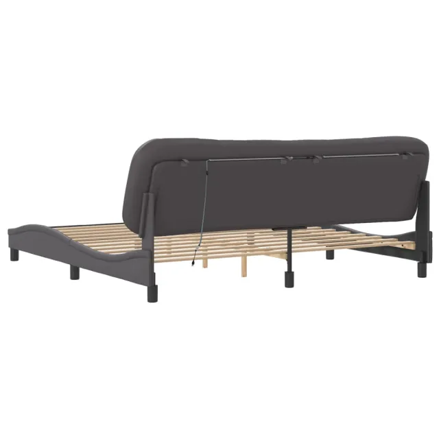 Cadre de lit avec LED sans matelas Hvar gris 200x200 cm