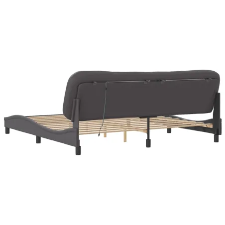 Cadre de lit avec LED sans matelas Hvar gris 200x200 cm