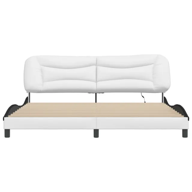 Cadre de lit avec LED sans matelas Hvar blanc et noir 200x200 cm