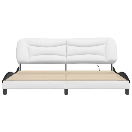 Cadre de lit avec LED sans matelas Hvar blanc et noir 200x200 cm