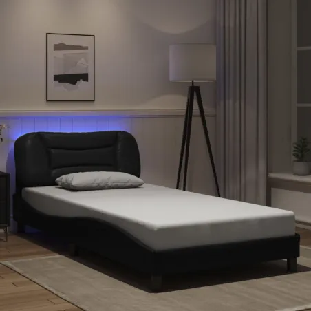 Cadre de lit avec LED sans matelas Hvar noir 100x203 cm