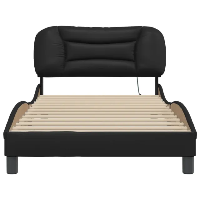 Cadre de lit avec LED sans matelas Hvar noir 100x203 cm