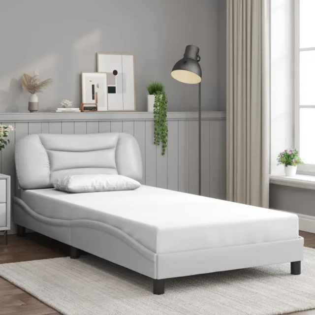 Cadre de lit avec LED sans matelas Hvar blanc 100x203 cm