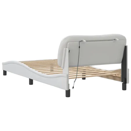 Cadre de lit avec LED sans matelas Hvar blanc 100x203 cm