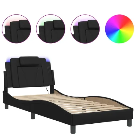 Cadre de lit Viana avec LED sans matelas noir 80x200 cm
