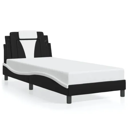 Cadre de lit Viana avec LED sans matelas noir et blanc 80x200 cm