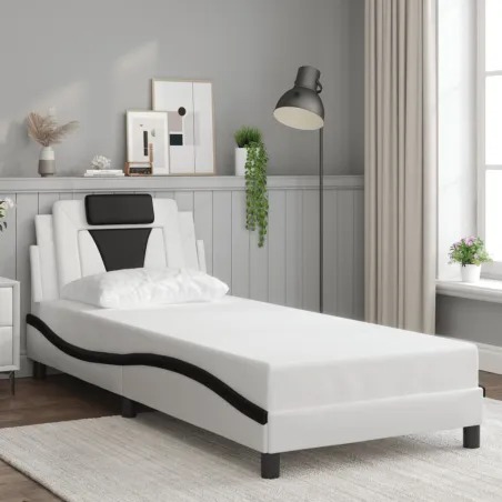 Cadre de lit Viana avec LED sans matelas blanc et noir 80x200 cm