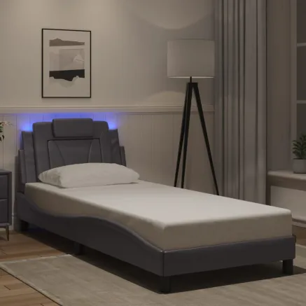 Cadre de lit Viana avec LED sans matelas gris 90x190 cm
